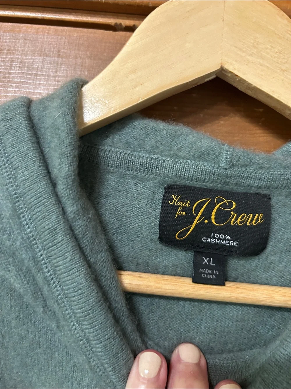 J.Crew Men’s 100% Cashmere Pullover Hoodie XL Green